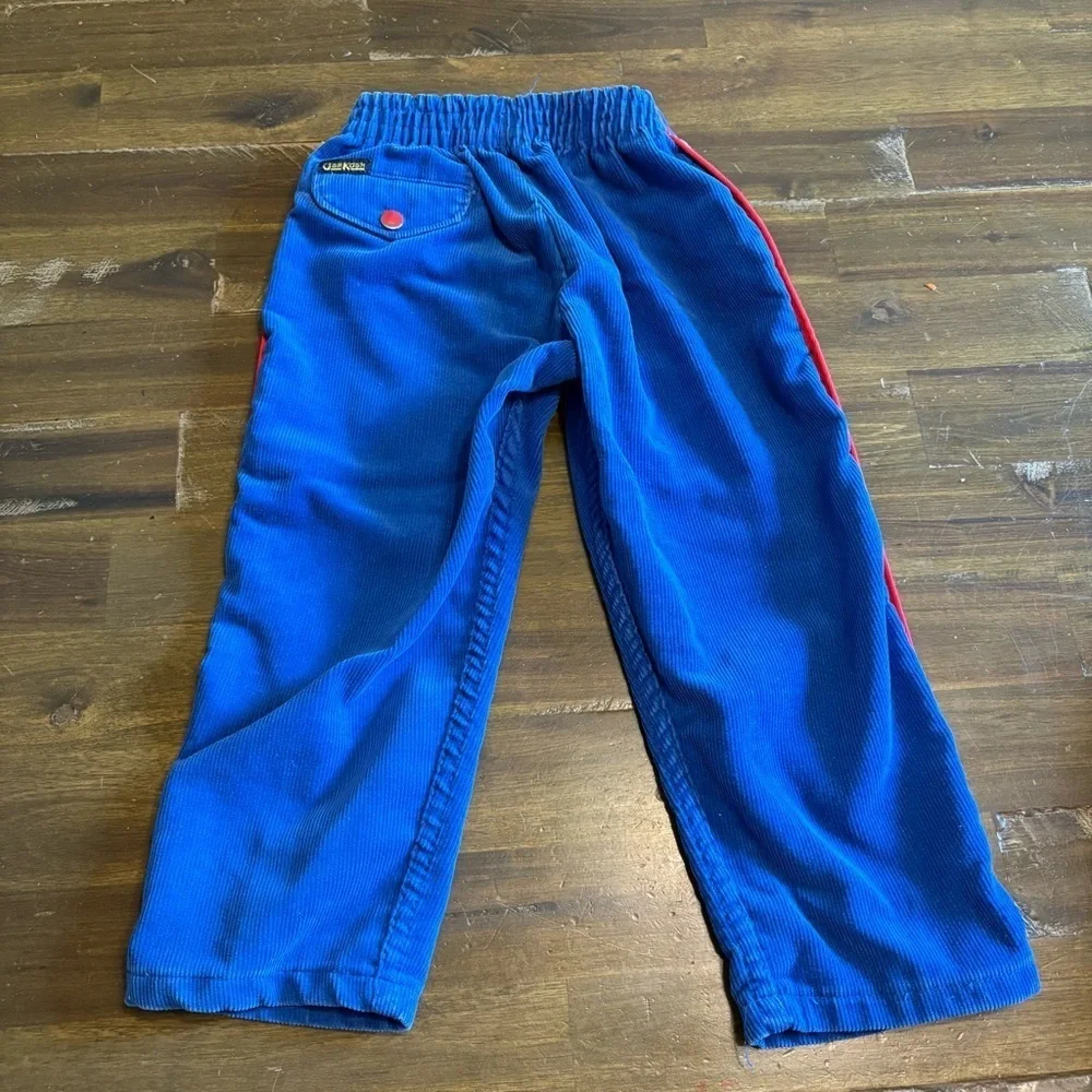 Oshkosh Union Made American Vintage Blue Corduroy Pants Red Stripe Straight Wide